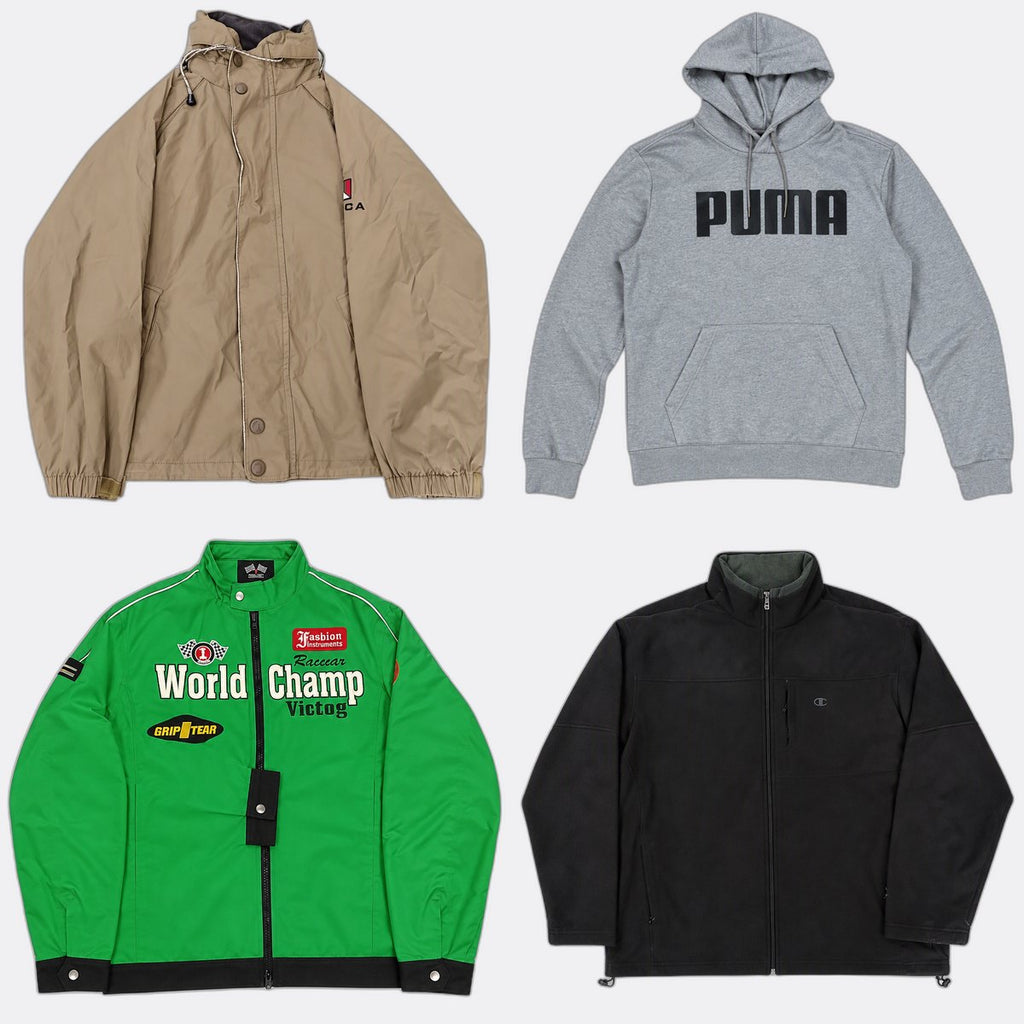 Vintage Mix Branded Jackets Bundle  in mixed sizes and colours, Grade A/B/C.