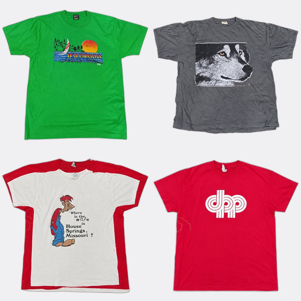 Vintage Single Stitch T-Shirts Bundle  in mixed sizes and colours, Grade A/B/C.