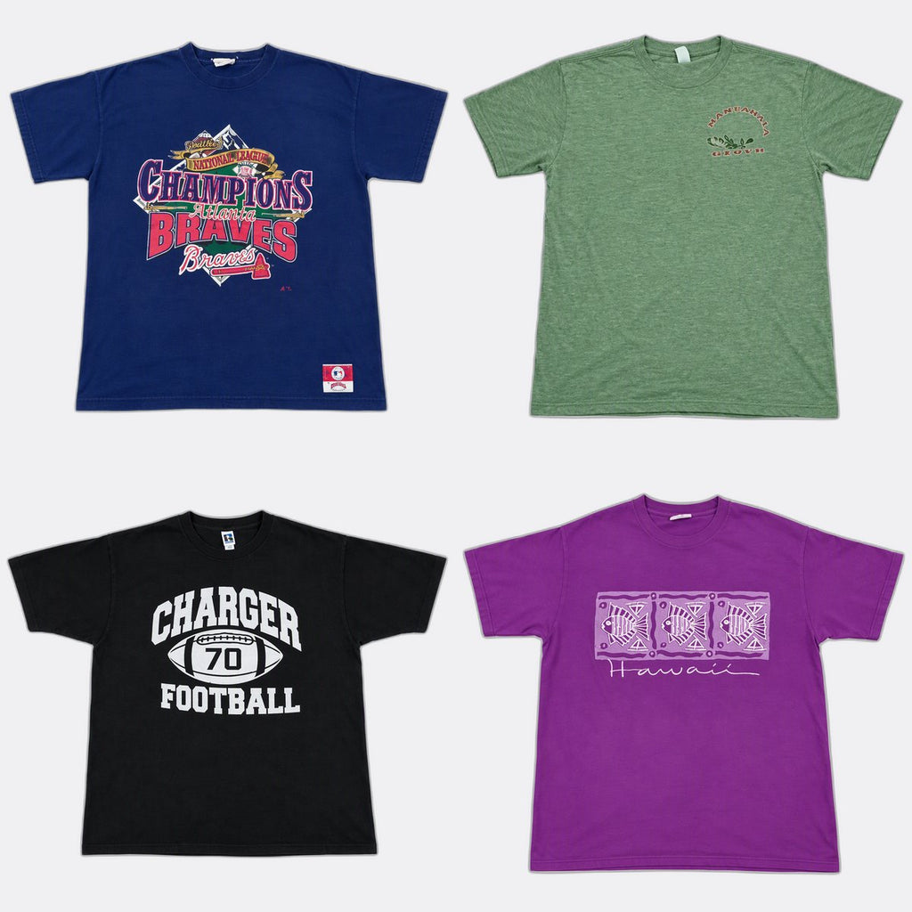 Vintage Single Stitch T-Shirts Bundle  in mixed sizes and colours, Grade A/B/C.