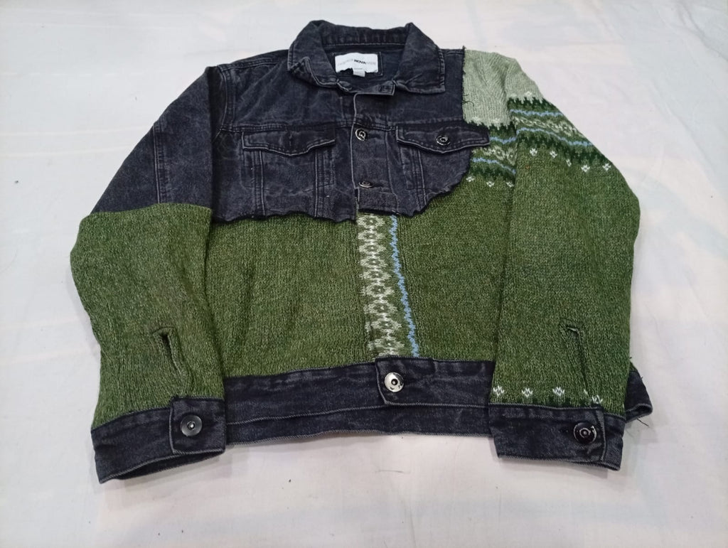 Upcycled Denim Jackets Bundle in mixed sizes and colours. Grade A/B/C.