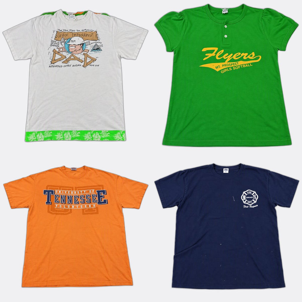 Vintage Single Stitch T-Shirts Bundle in mixed sizes and colours. Grade A/B/C.