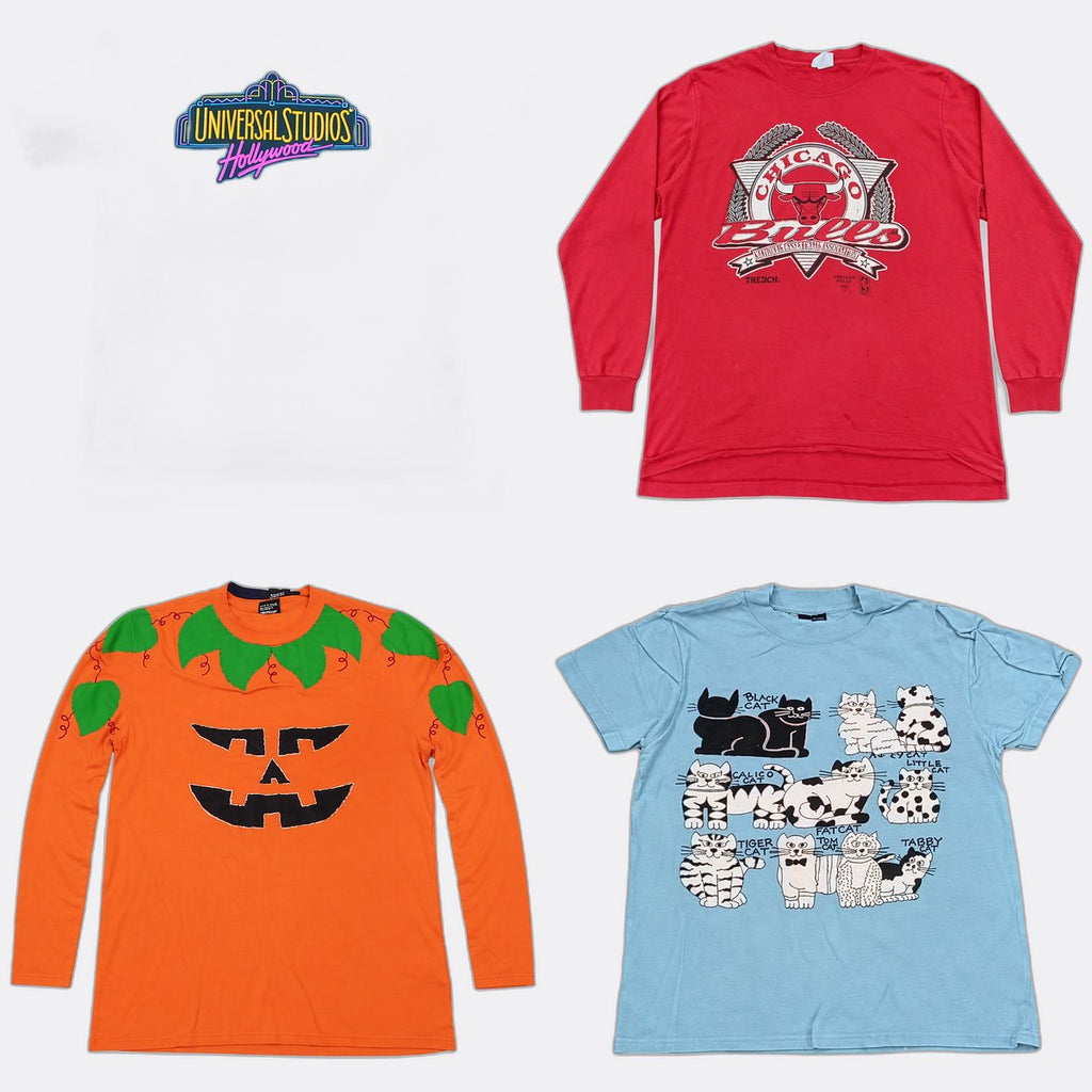 Vintage Single Stitch T-Shirts Bundle in mixed sizes and colours. Grade A/B/C.