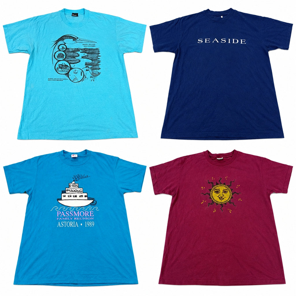 Vintage Single Stitch T-Shirts Bundle in mixed sizes and colours. Grade B/C.