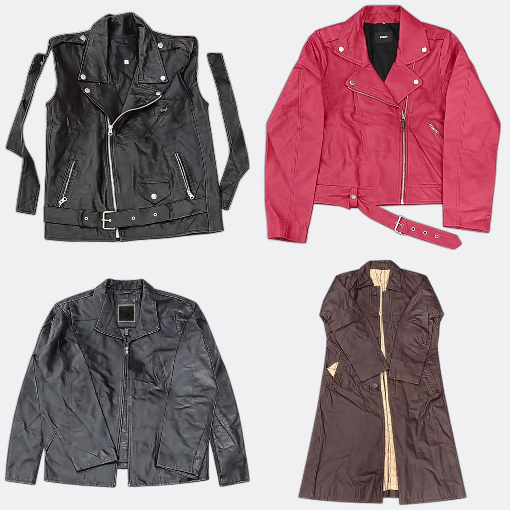 Vintage Leather Jackets Bundle in mixed sizes and colours. Grade A/B/C.