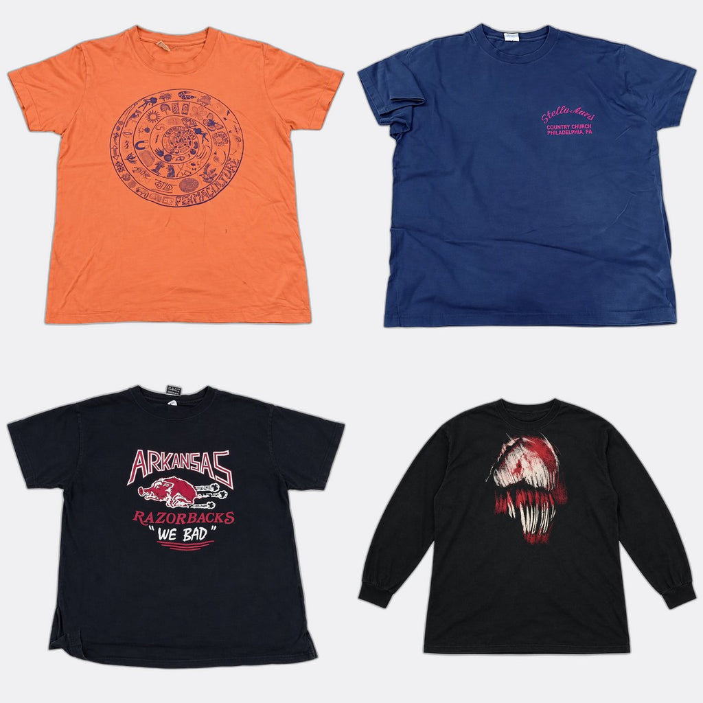 Vintage Single Stitch T-Shirts Bundle  in mixed sizes and colours, Grade A/B/C.