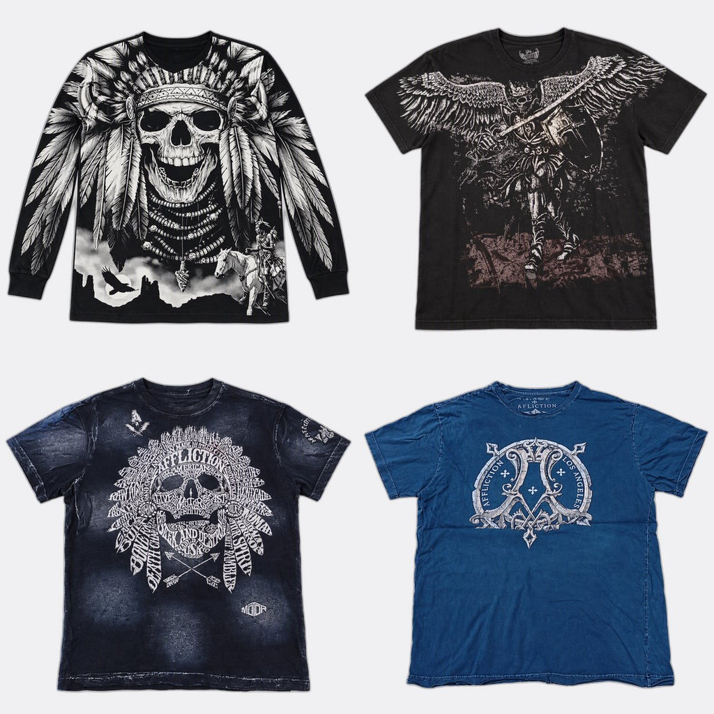  Vintage Skull T-Shirts Bundle  in mixed sizes and colours, Grade B/C.