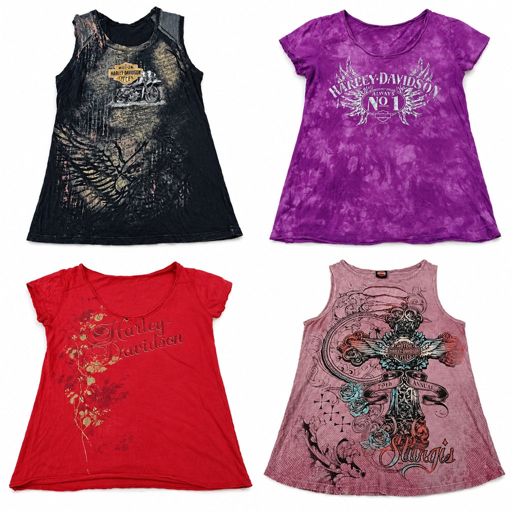 Vintage Harley Baby Tees Bundle in mixed sizes and colours. Grade A/B/C.