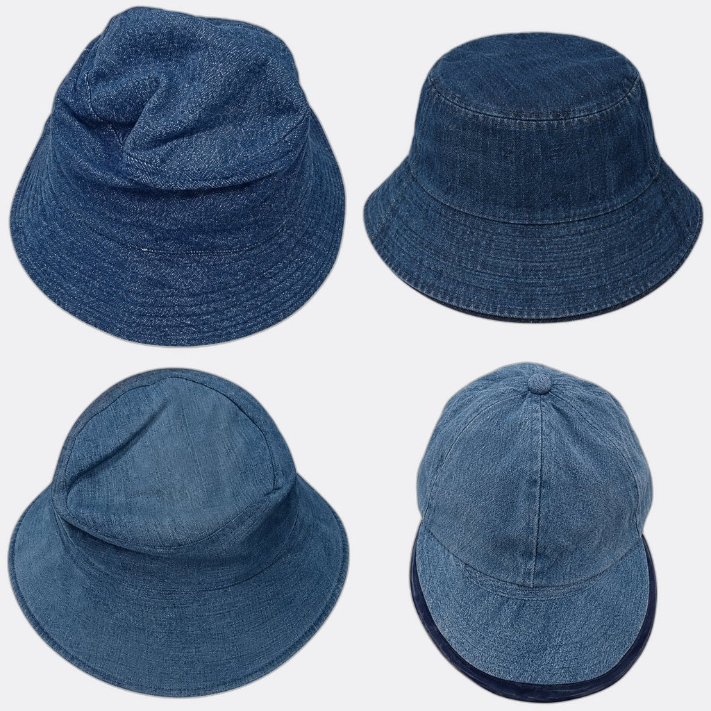 Upcycled Denim Hats Bundle in mixed sizes and colours. Grade A/B/C.