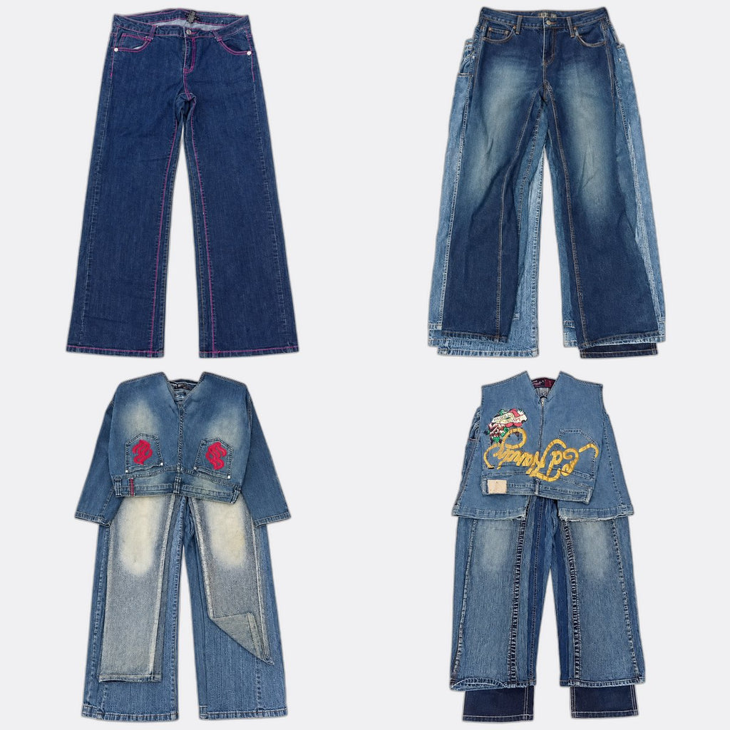 Vintage Designer Men and Women Jeans Bundle  in mixed sizes and colours, Grade B/C.