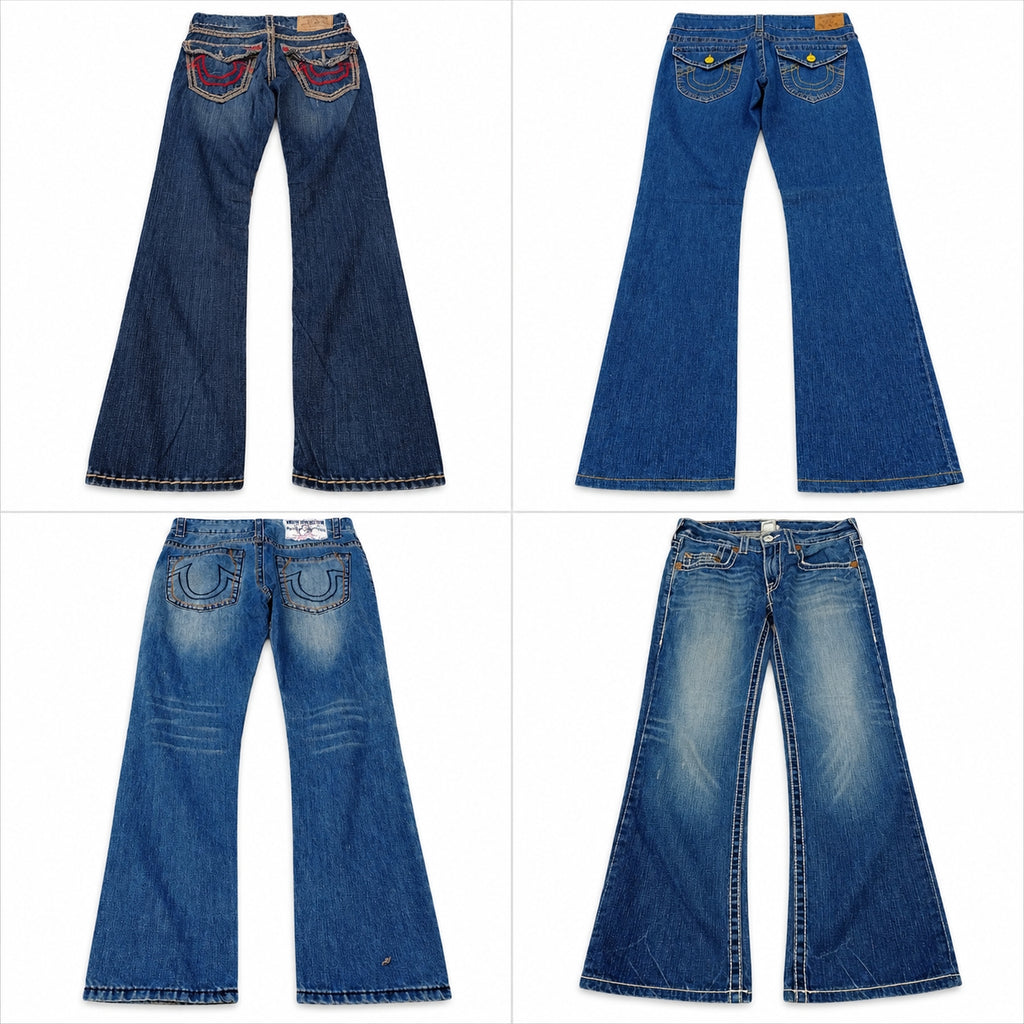 Vintage True Religion Men and Women Jeans Bundle in mixed sizes and colours. Grade B/C.
