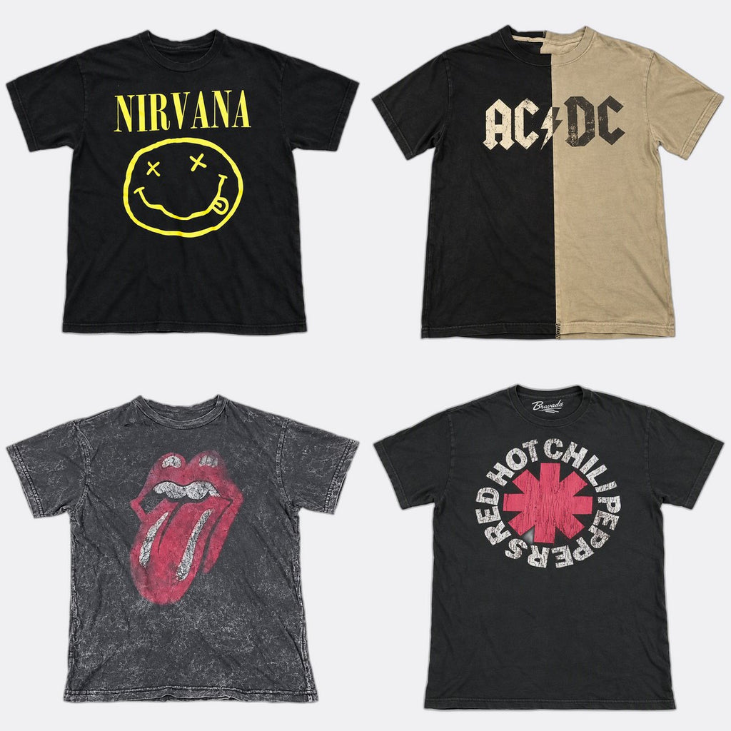 Vintage Music T-Shirts Bundle  in mixed sizes and colours, Grade B/C.
