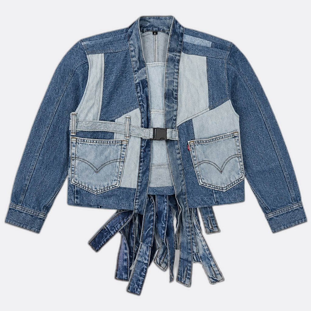 Upcycled Levi's Crop Denim Jackets Bundle in mixed sizes and colours. Grade A/B.