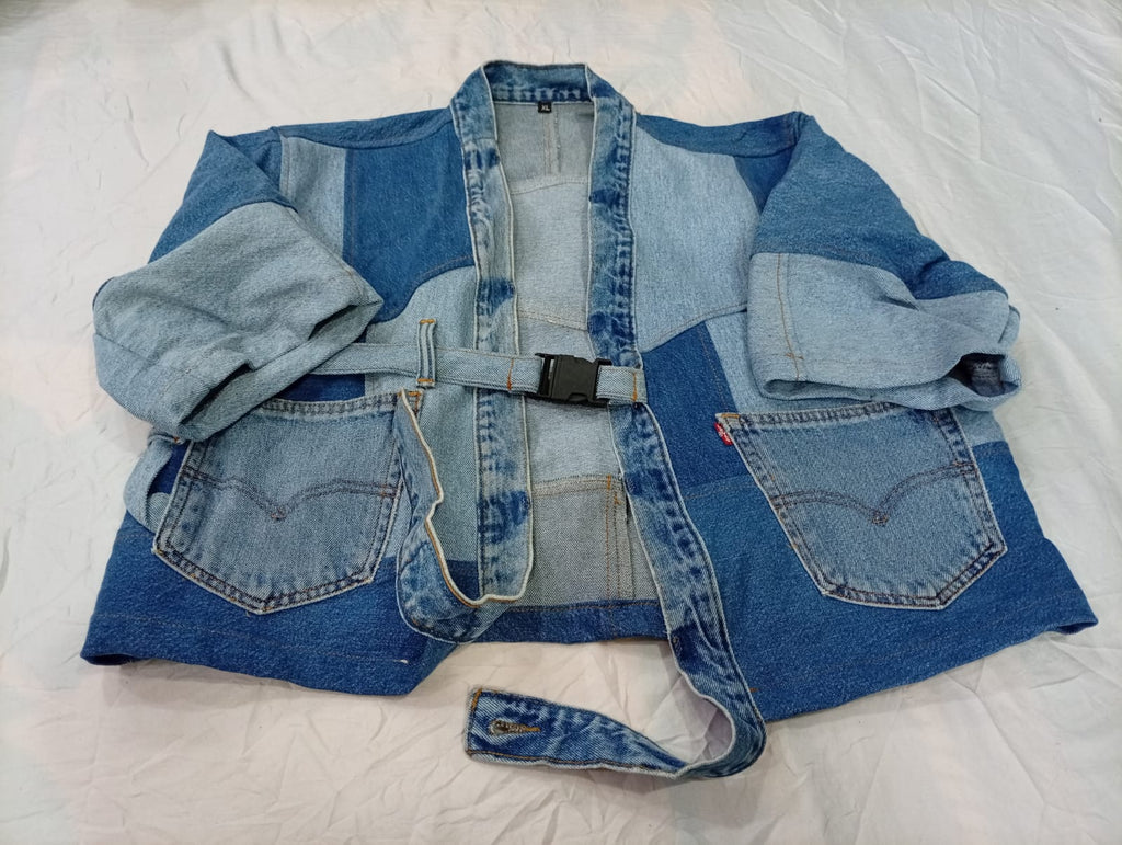 Upcycled Levi's Crop Denim Jackets Bundle in mixed sizes and colours. Grade A/B.