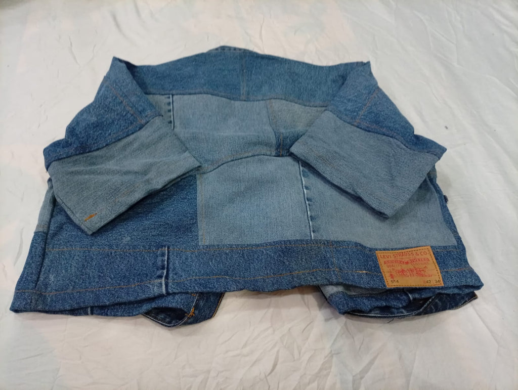 Upcycled Levi's Crop Denim Jackets Bundle in mixed sizes and colours. Grade A/B.