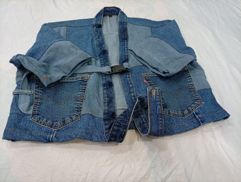 Upcycled Levi's Crop Denim Jackets Bundle in mixed sizes and colours. Grade A/B.