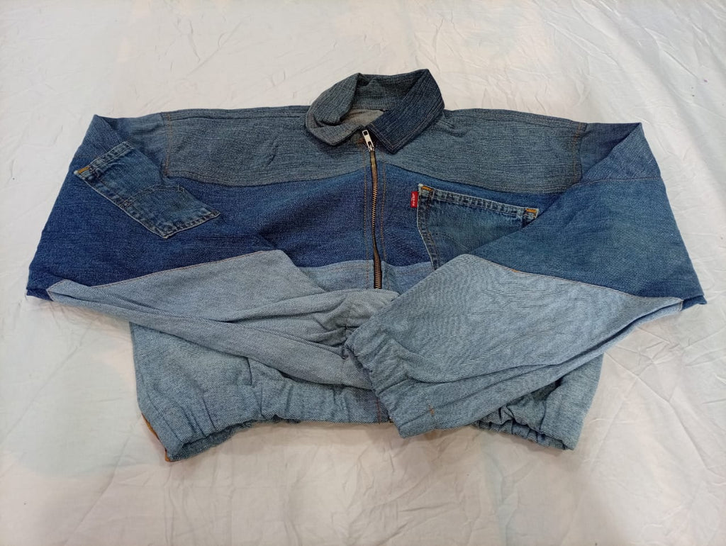 Upcycled Levi's Crop Denim Jackets Bundle  in mixed sizes and colours, Grade A/B/C.