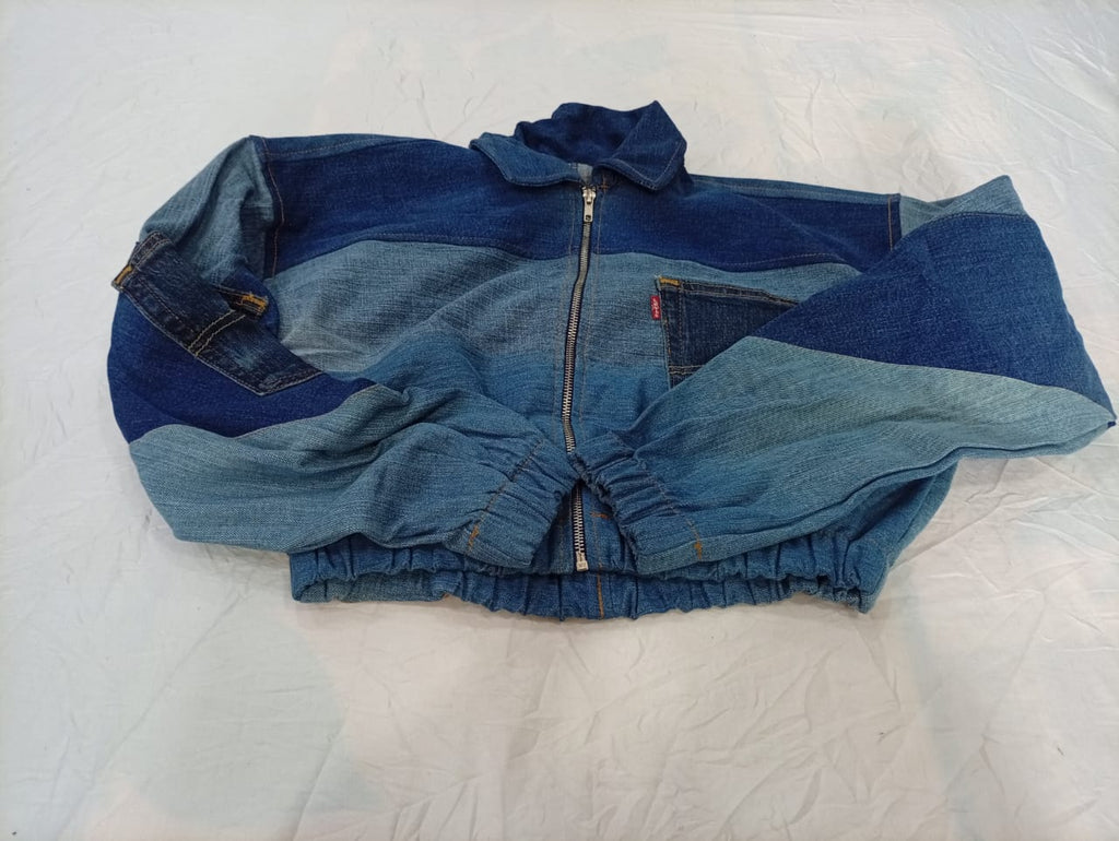 Upcycled Levi's Crop Denim Jackets Bundle  in mixed sizes and colours, Grade A/B/C.