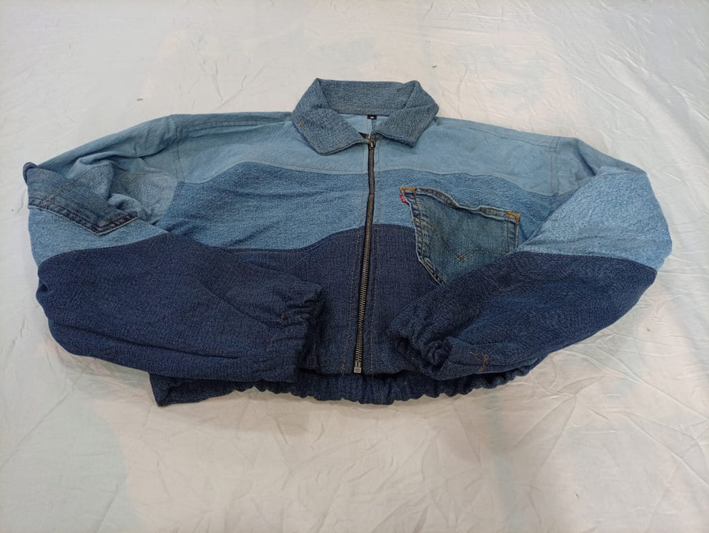 Upcycled Levi's Crop Denim Jackets Bundle  in mixed sizes and colours, Grade A/B/C.