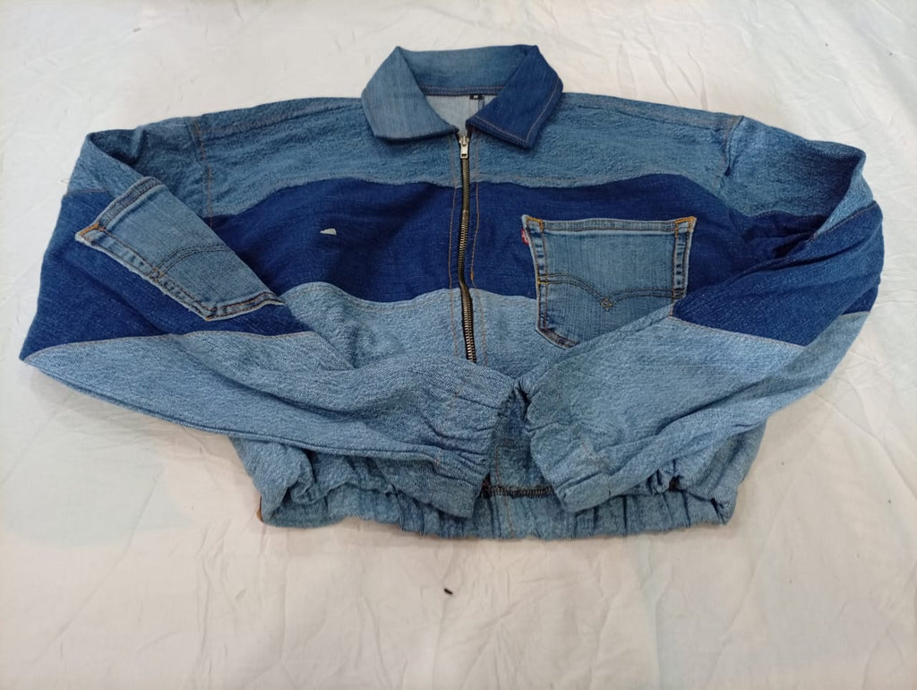 Upcycled Levi's Crop Denim Jackets Bundle  in mixed sizes and colours, Grade A/B/C.