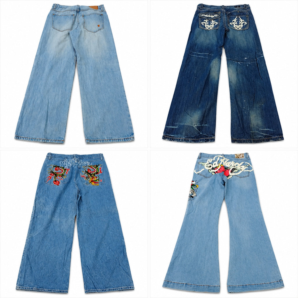 Vintage Designer Men Jeans Bundle in mixed sizes and colours. Grade B/C.