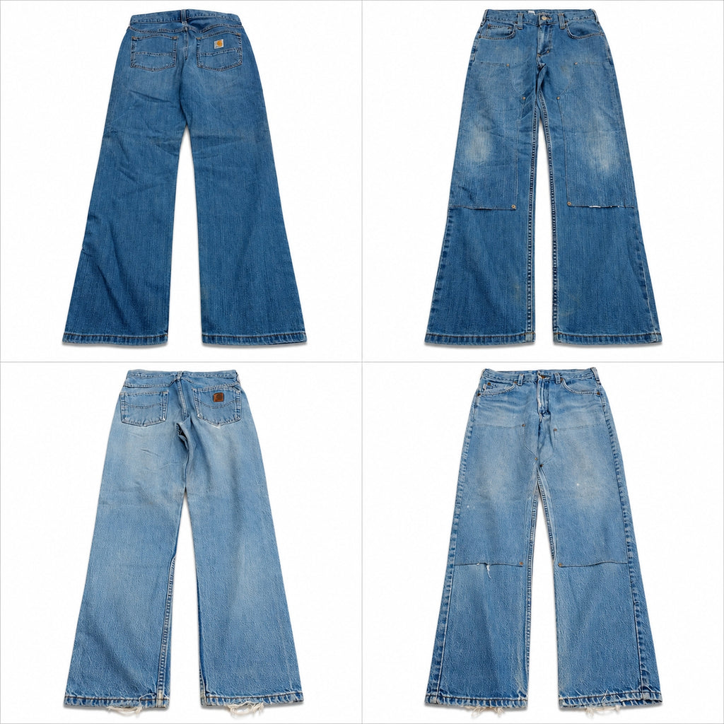 Upcycled Carhartt Double Knee Trousers Bundle  in mixed sizes and colours, Grade A/B/C.