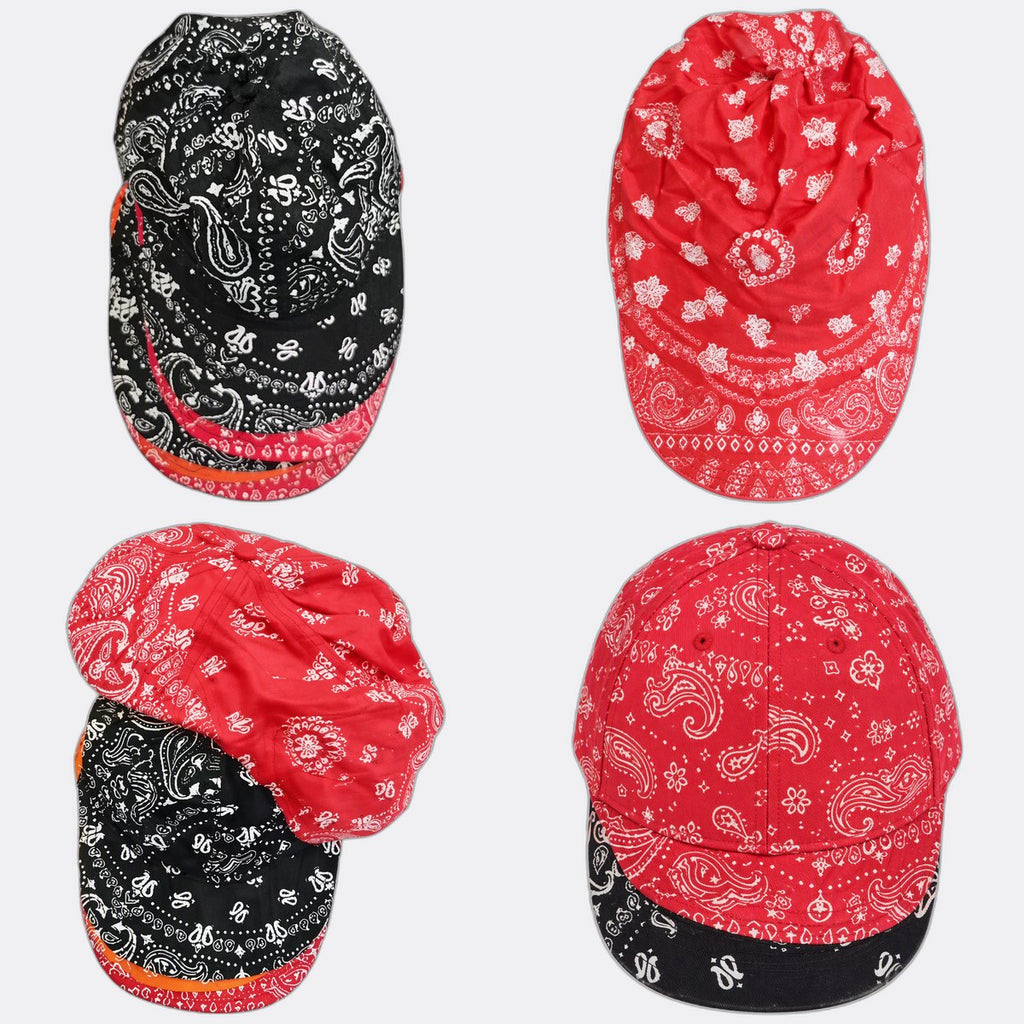 Upcycled Bandana Caps Bundle  in mixed sizes and colours, Grade A/B/C.