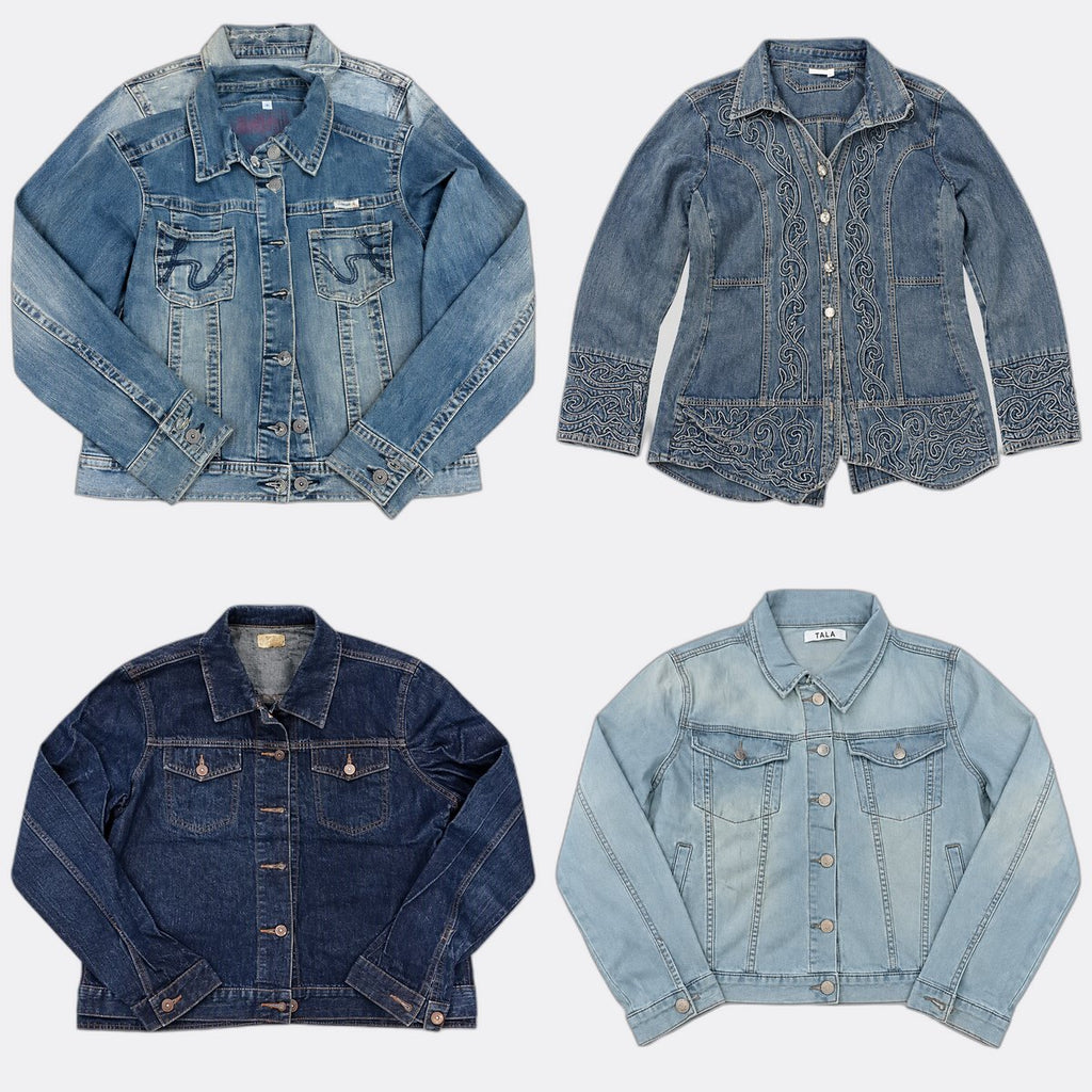 Y2K Denim Jackets Bundle  in mixed sizes and colours, Grade A/B/C.