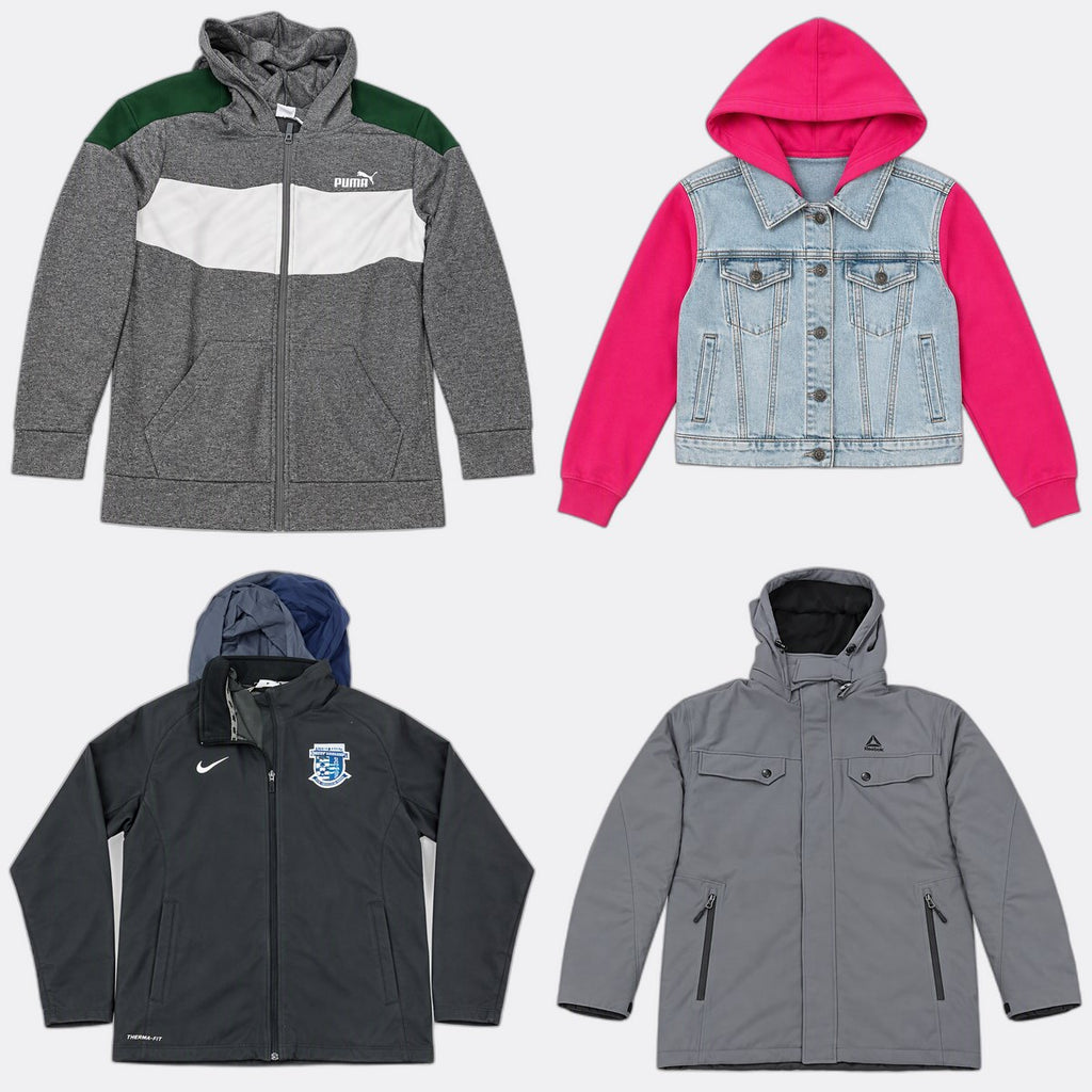 Vintage Mix Branded Mix Jackets Bundle in mixed sizes and colours, Grade B/C.