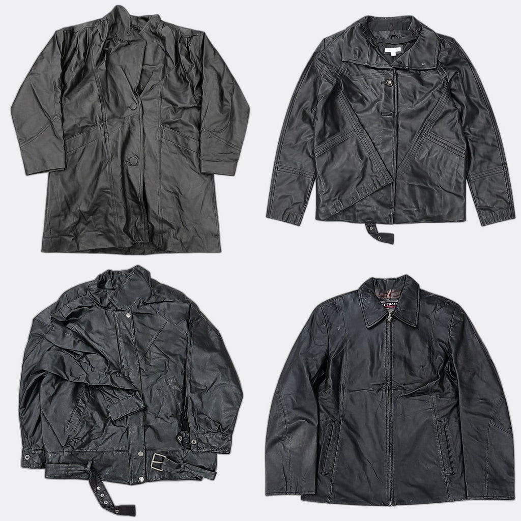 Vintage Leather Jackets Bundle in mixed sizes and colours. Grade A/B/C.