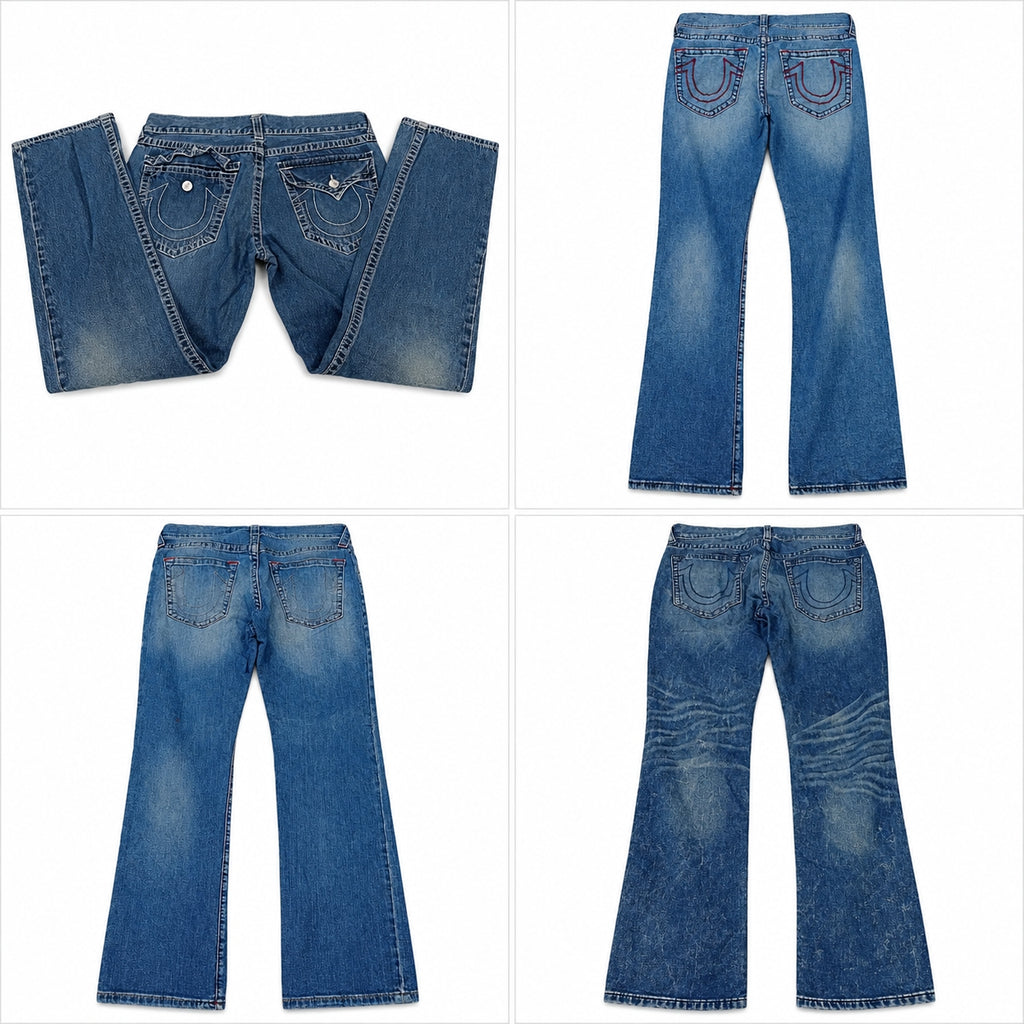 Vintage True Religion Men Jeans Bundle in mixed sizes and colours. Grade B/C.