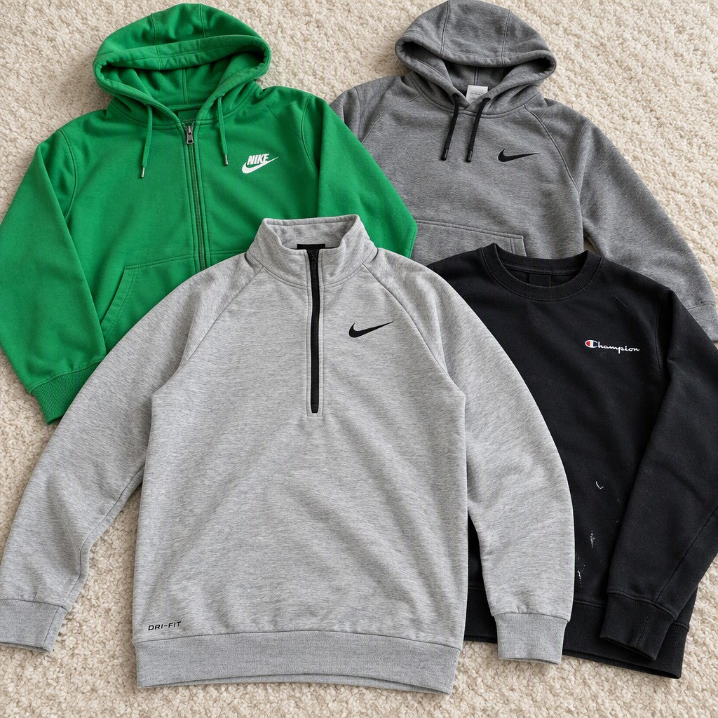 Vintage Mix Branded Jackets and Hoodies Bundle in mixed sizes and colours. Grade A/B/C.