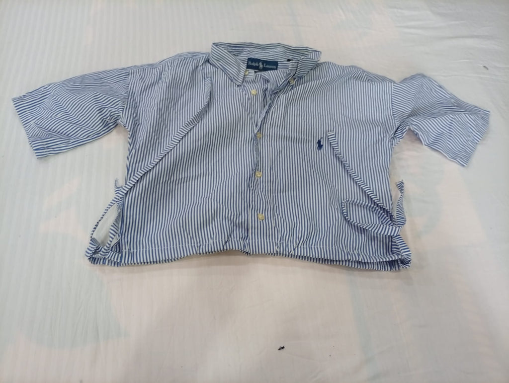 Upcycled Polo Crop Shirts Bundle in mixed sizes and colours, Grade A/B/C.