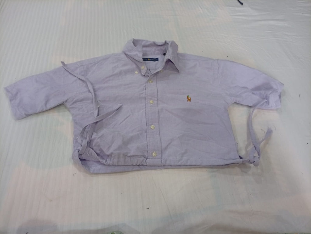 Upcycled Polo Crop Shirts Bundle in mixed sizes and colours, Grade A/B/C.