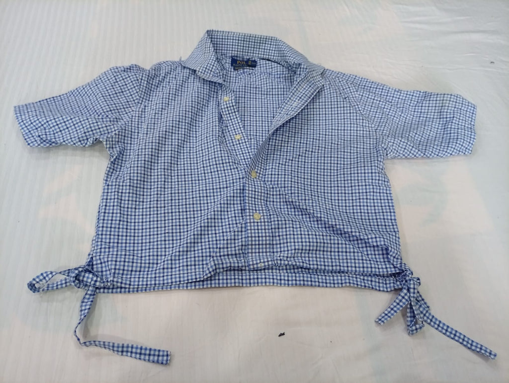 Upcycled Polo Crop Shirts Bundle in mixed sizes and colours, Grade A/B/C.