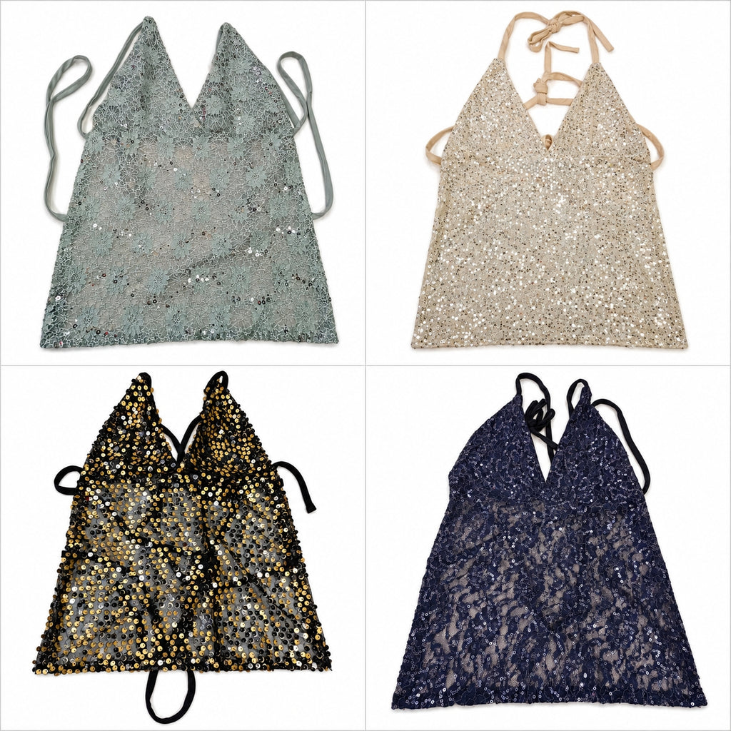 Upcycled Beaded Tops Bundle in mixed sizes and colours. Grade A/B/C.