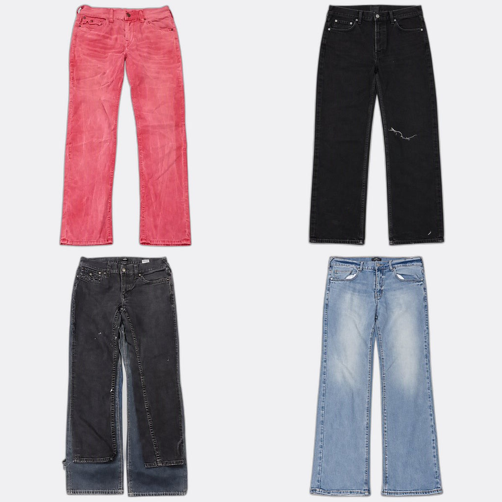 Vintage True Religion Men Jeans Bundle in mixed sizes and colours. Grade B/C.