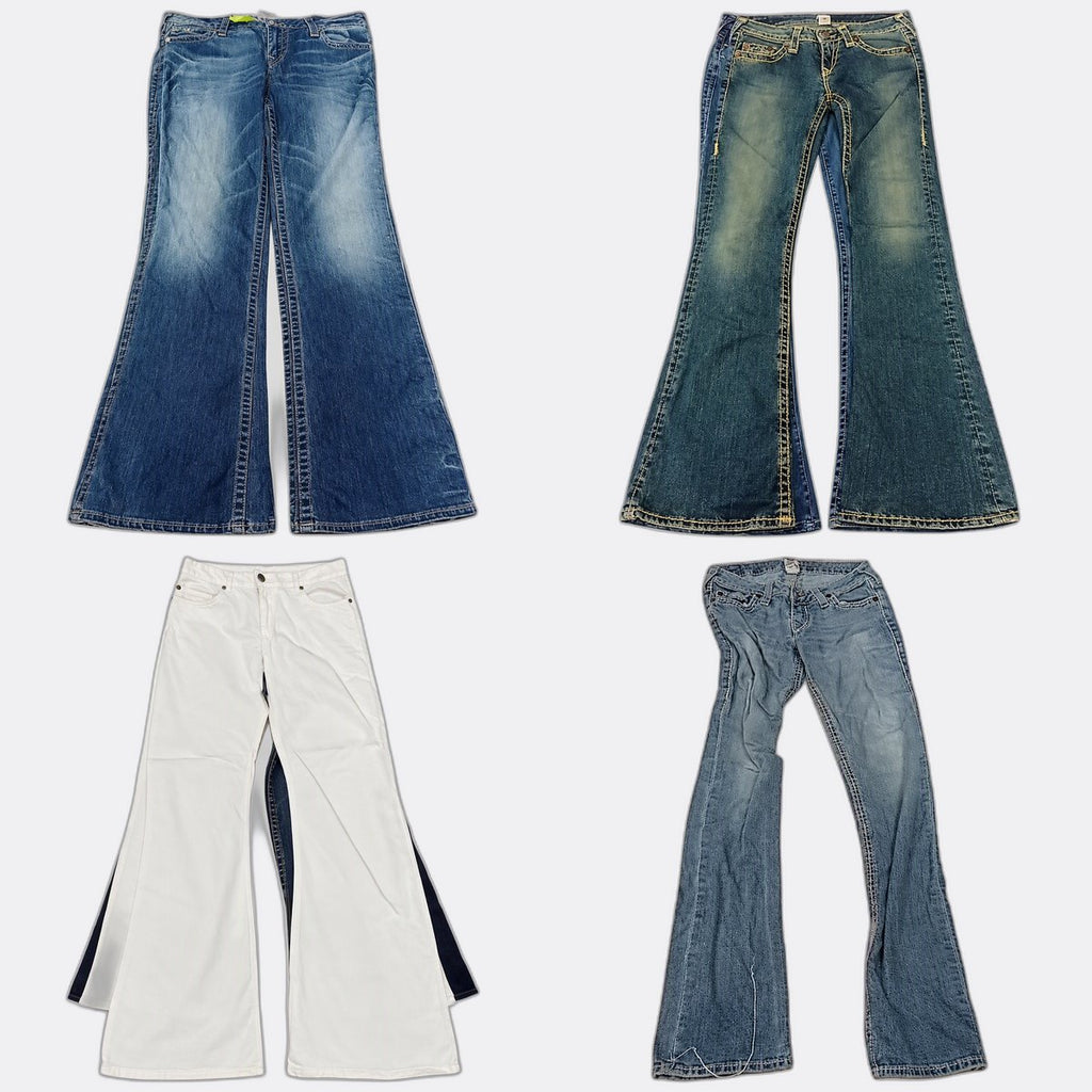 Vintage True Religion Flare and Straight Jeans in mixed sizes and colours, Grade B/C.