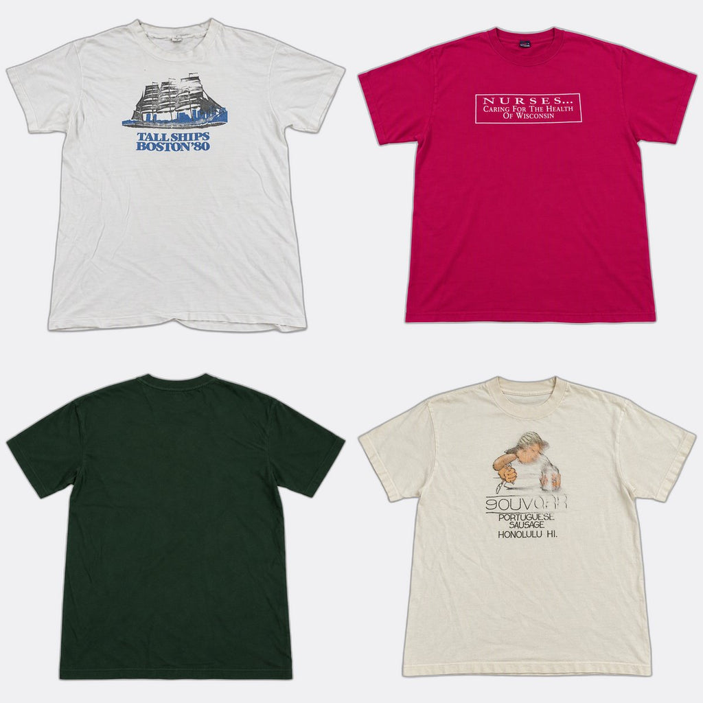 Vintage Single Stitch T-Shirts Bundle in mixed sizes and colours, Grade B/C.