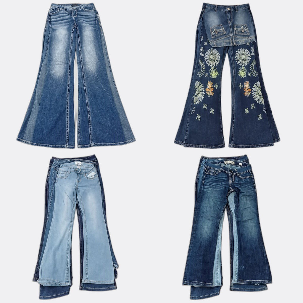 Y2K Flare Jeans Bundle in mixed sizes and colours. Grade A/B/C.