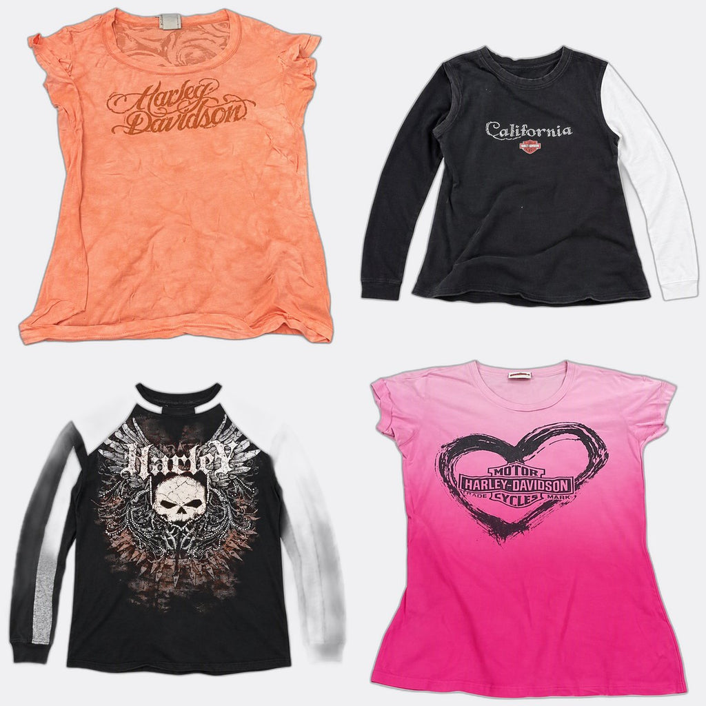 Vintage Harley Baby Tees Bundle in mixed sizes and colours. Grade A/B/C.