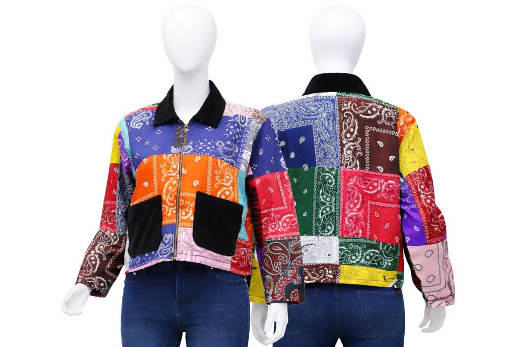 CR1402 Bandana Patchwork Zipper Jacket
