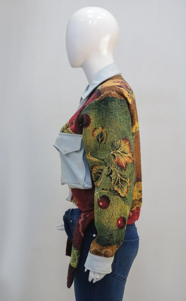 CR2265 UPCYCLED TAPESTRY CROP UTILITY JACKET