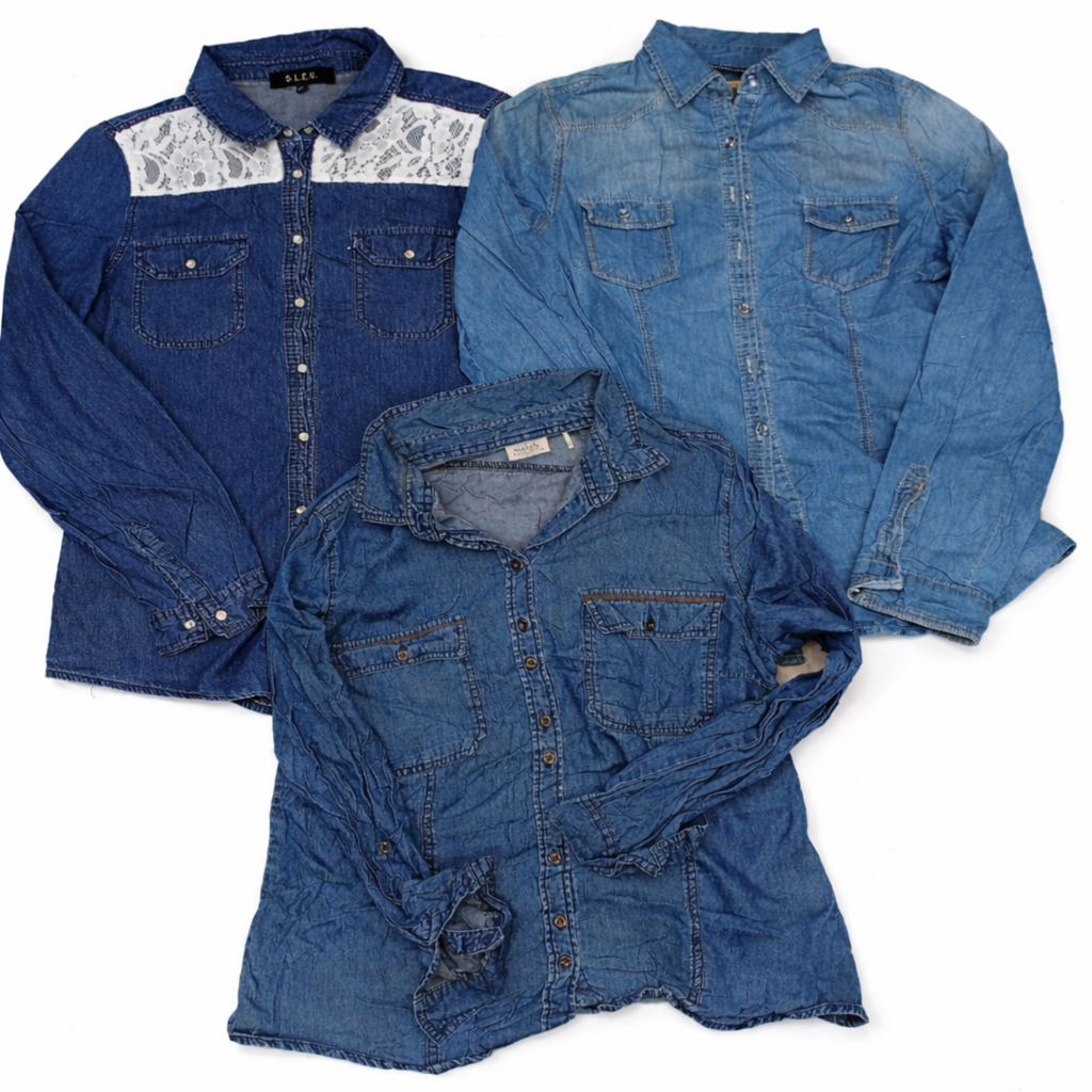 CR7121 Y2K Ladies Denim Blouse