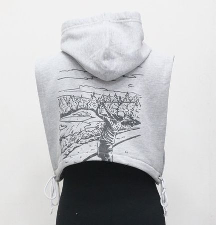 CR1122 Upcycled Hooded Crop Top