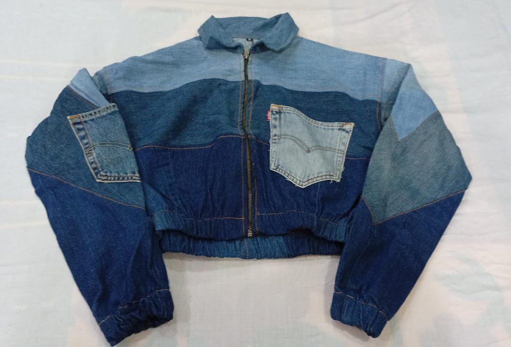 CR13180 Upcycled Levi's Crop Denim Jackets