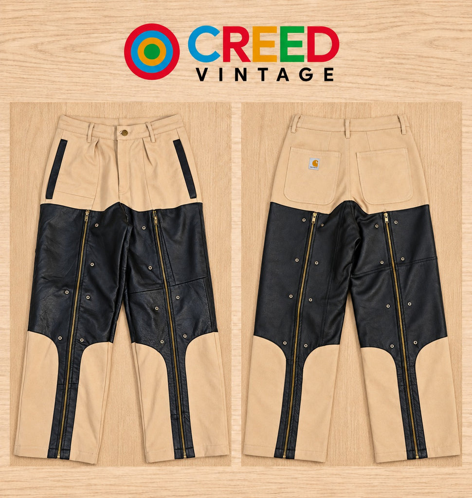 CR2268 UPCYCLED FAUX LEATHER PANEL UTILITY PANTS