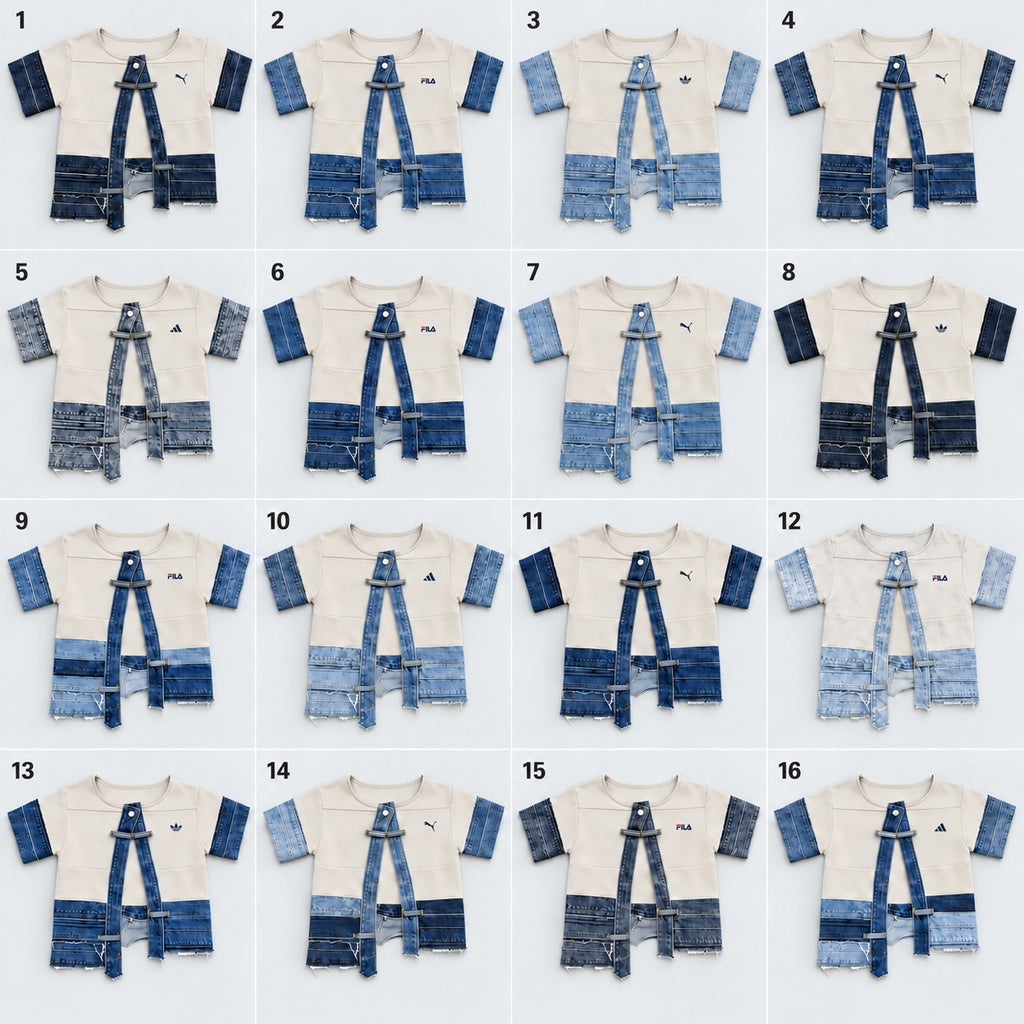 CR2288 UPCYCLED DENIM TIE-FRONT CROP TOP