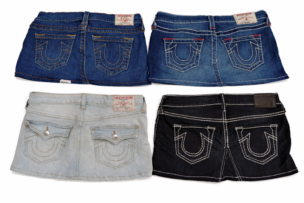 CR7286 Rework Ture Religion Mini Denim Skirts