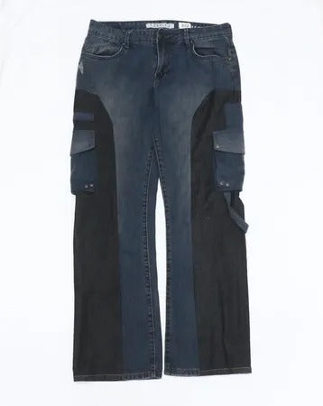 CR1145 Upcycled Cargo Panel Denim Pants
