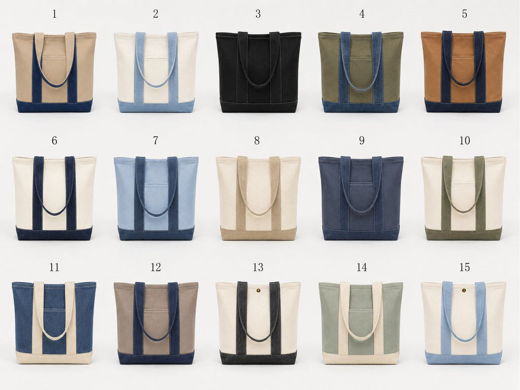 CR2217 UPCYCLED TWO-TONE ZIP TOTE BAG